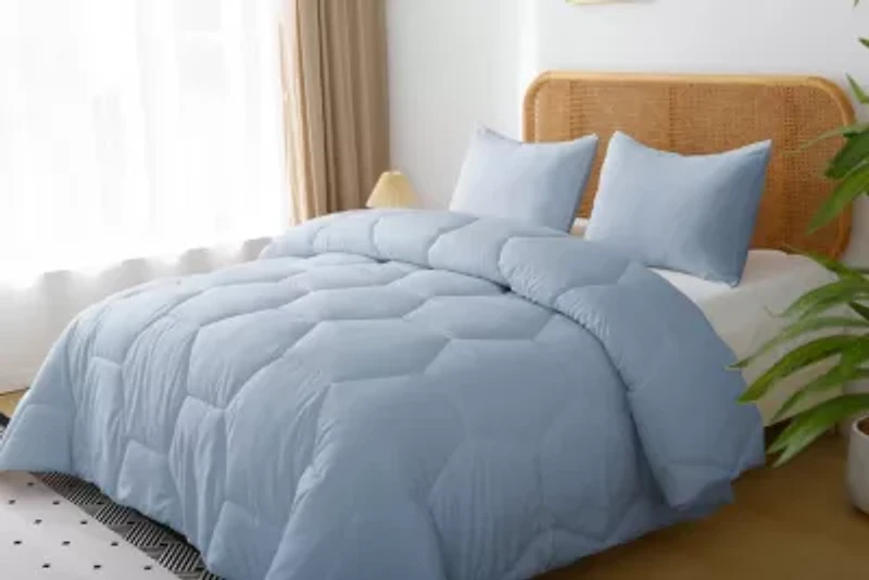 Better Style Home Microfiber Honeycomb Comforter Sets Twin Light Blue