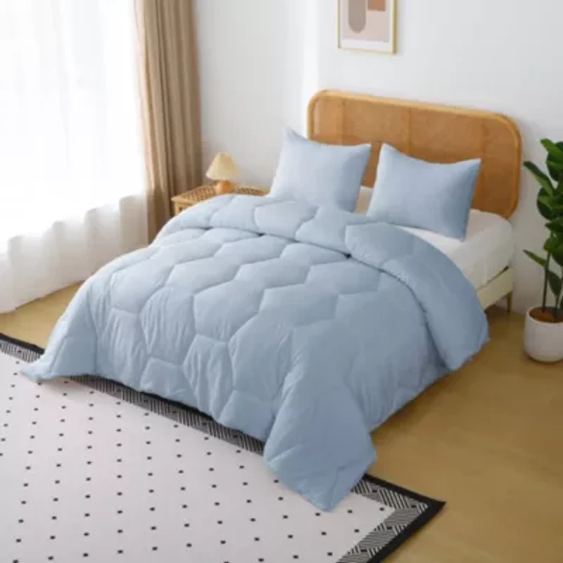 Better Style Home Microfiber Honeycomb Comforter Sets Twin Light Blue