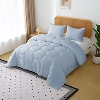 Better Style Home Microfiber Honeycomb Comforter Sets Twin Light Blue