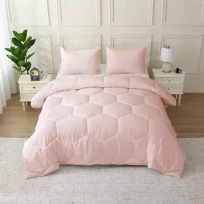 Better Style Home Oversized Microfiber Honeycomb Comforter Sets King White