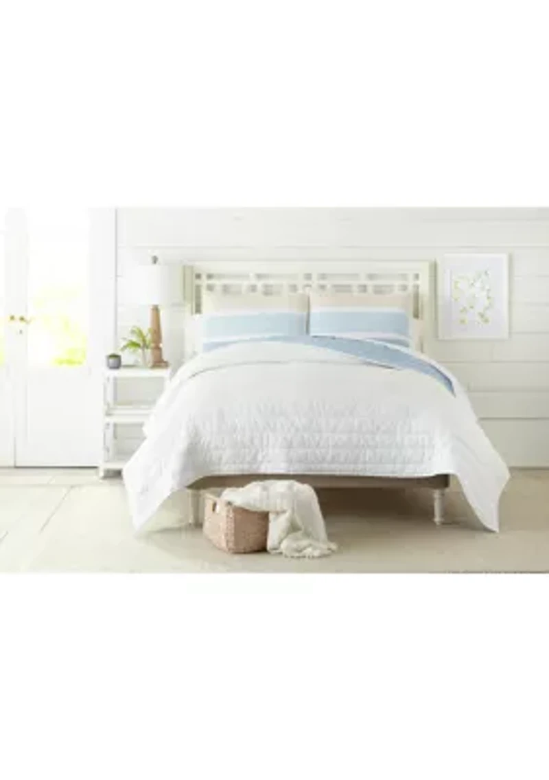 Blue Stripe Queen Quilt Set with Shams