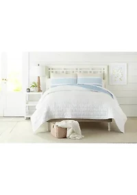 Blue Stripe Queen Quilt Set with Shams