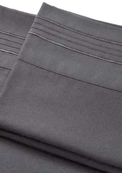 1800 Thread Count Brushed Microfiber Standard Pillowcase (2-Piece Set) with 4 Line Embroidery