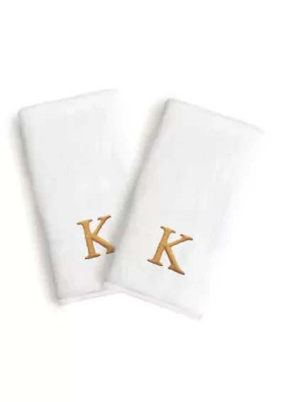 Personalized Novelty Hand Towels (Set of 2) in Gold Bookman Font