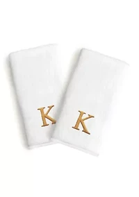 Personalized Novelty Hand Towels (Set of 2) in Gold Bookman Font