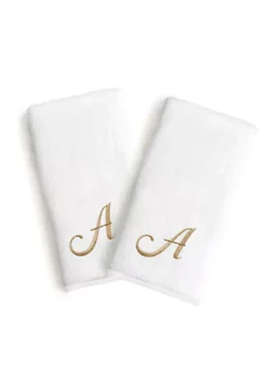Personalized Novelty Hand Towels (Set of 2) Gold Linum Font