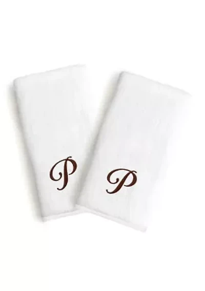 Personalized Novelty Hand Towels (Set of 2) in Brown Linum Font