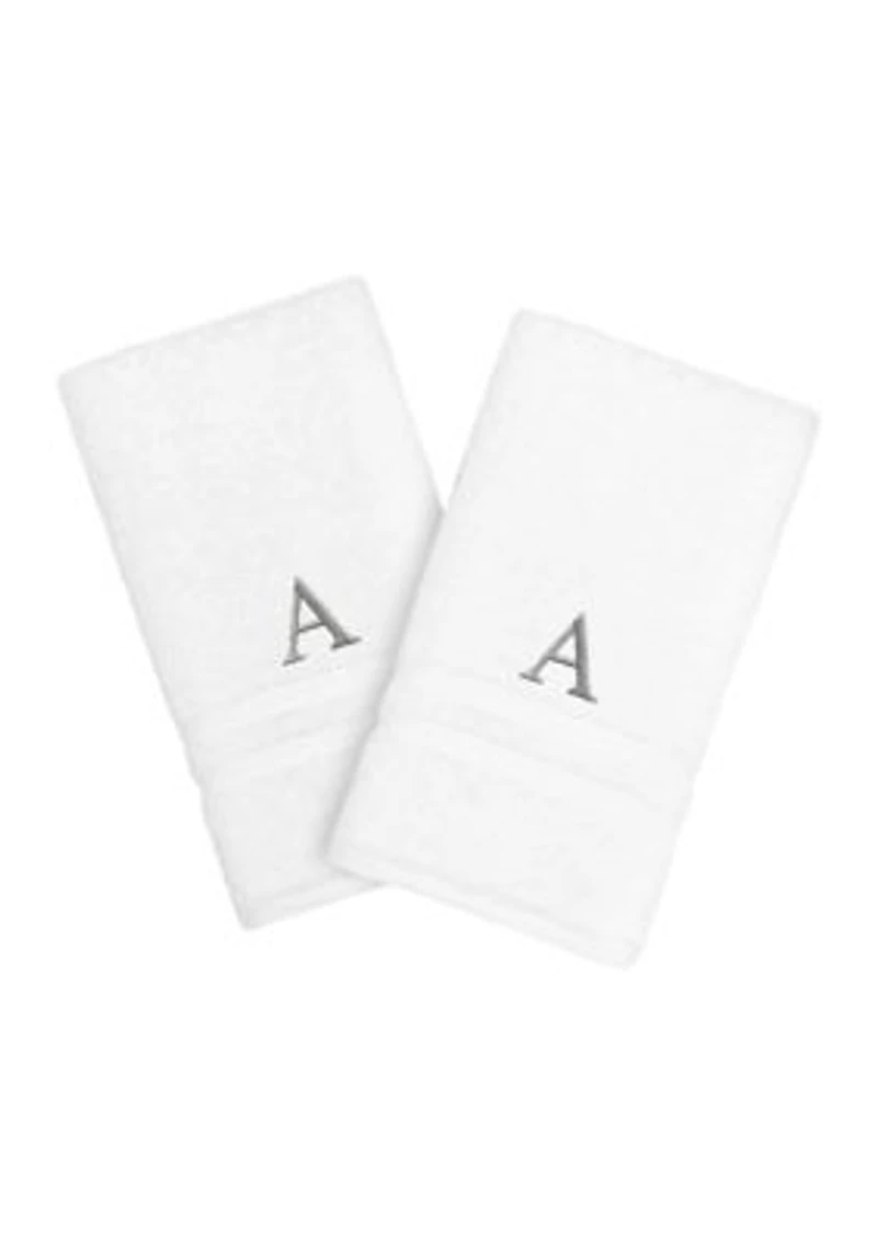 Personalized Denzi Hand Towels (Set of 2) Silver Font