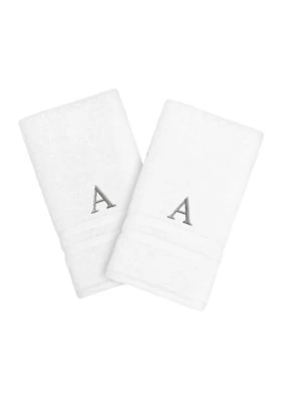 Personalized Denzi Hand Towels (Set of 2) Silver Font