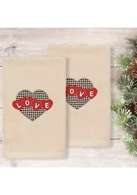Love Hearts - Embroidered Hand Towels (Set of 2)