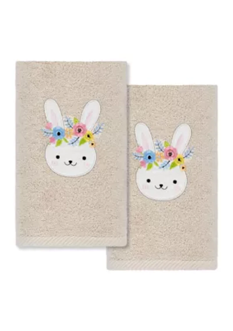 Flower Crown - Embroidered Hand Towels (Set of 2)