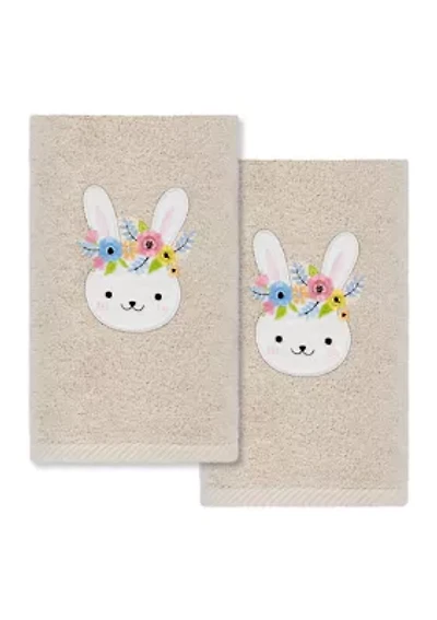 Flower Crown - Embroidered Hand Towels (Set of 2)
