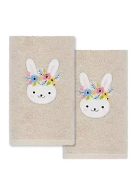 Flower Crown - Embroidered Hand Towels (Set of 2)
