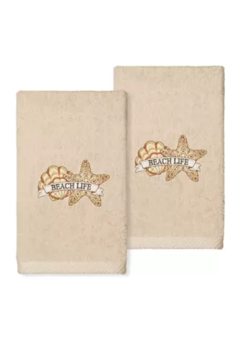 BEACH LIFE - Embroidered Hand Towels (Set of 2)