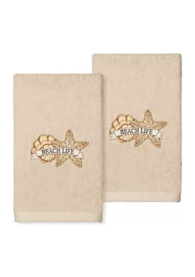 BEACH LIFE - Embroidered Hand Towels (Set of 2)