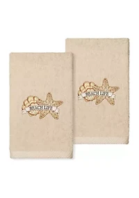 BEACH LIFE - Embroidered Hand Towels (Set of 2)