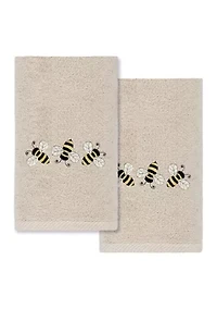 Bee Dance - Embroidered Hand Towels (Set of 2)