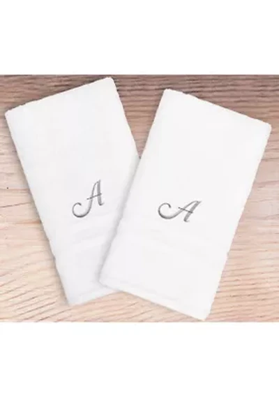 Personalized Denzi Hand Towels (Set of 2) Silver Linum Font