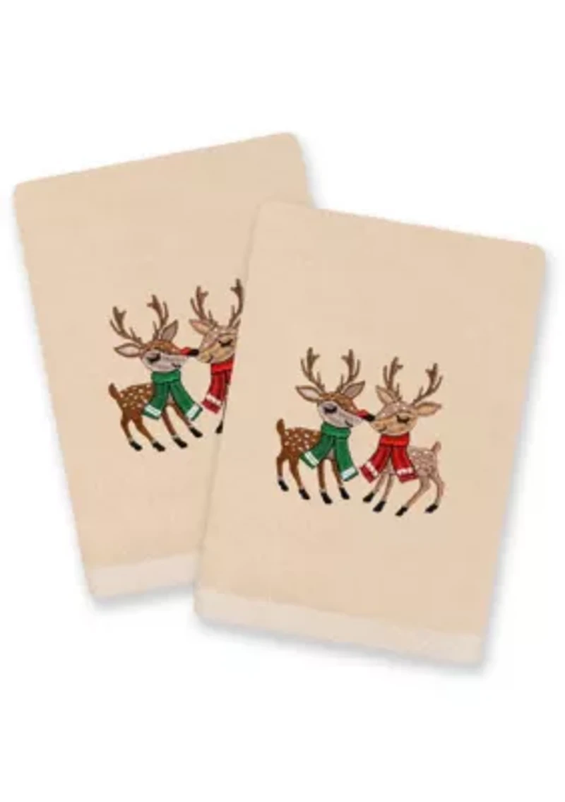 Christmas KISSES Embroidered Hand Towels (Set of 2)