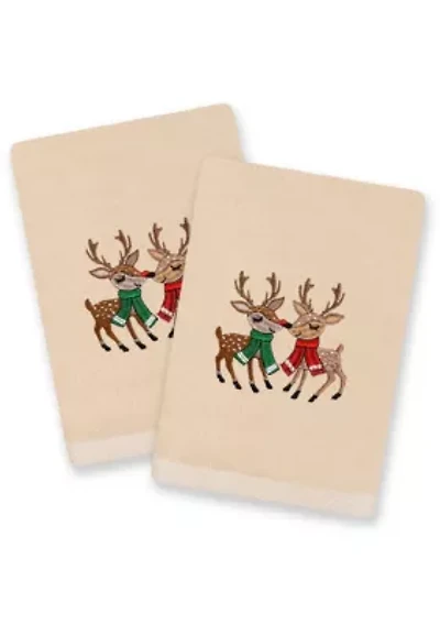 Christmas KISSES Embroidered Hand Towels (Set of 2)