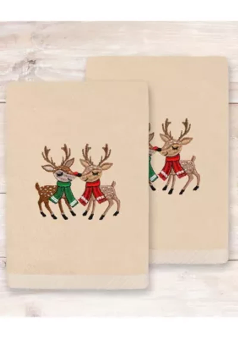Christmas KISSES Embroidered Hand Towels (Set of 2)