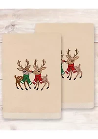 Christmas KISSES Embroidered Hand Towels (Set of 2)