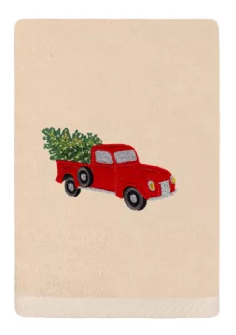 Christmas Truck Embroidered Hand Towel