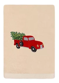 Christmas Truck Embroidered Hand Towel
