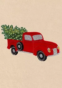 Christmas Truck Embroidered Hand Towel