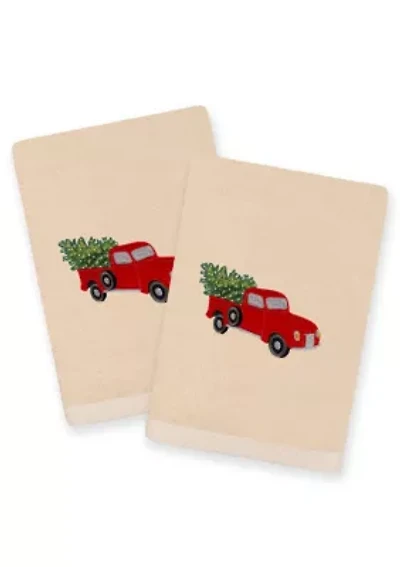 Christmas Truck Embroidered Hand Towels (Set of 2)
