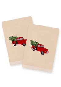 Christmas Truck Embroidered Hand Towels (Set of 2)