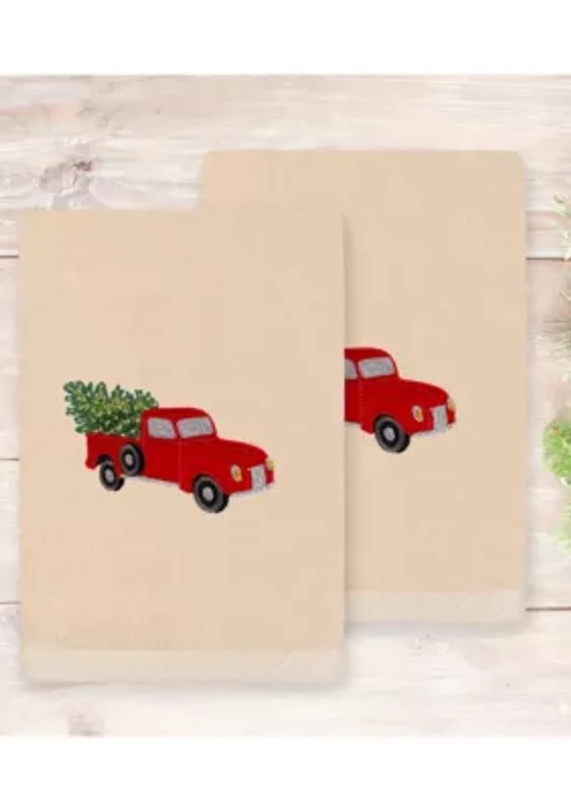Christmas Truck Embroidered Hand Towels (Set of 2)
