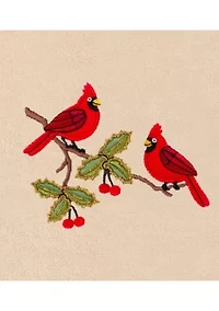 Christmas RED PAIR Embroidered Hand Towels (Set of 2)