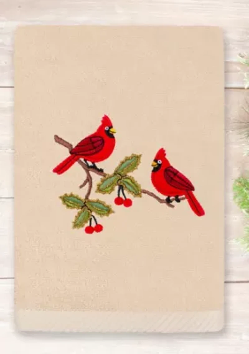 Christmas RED PAIR Embroidered Hand Towel