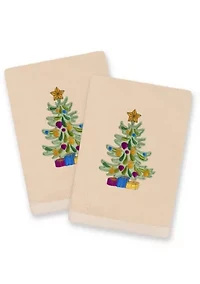 Christmas Presents Embroidered Hand Towels (Set of 2)