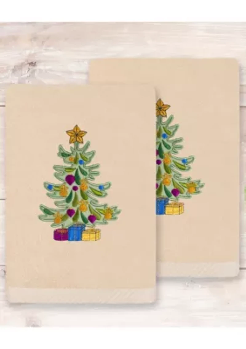 Christmas Presents Embroidered Hand Towels (Set of 2)
