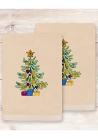Christmas Presents Embroidered Hand Towels (Set of 2)