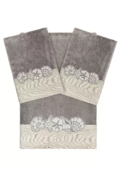SHELL ROW 3PC Embellished Towel Set