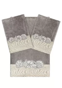 SHELL ROW 3PC Embellished Towel Set