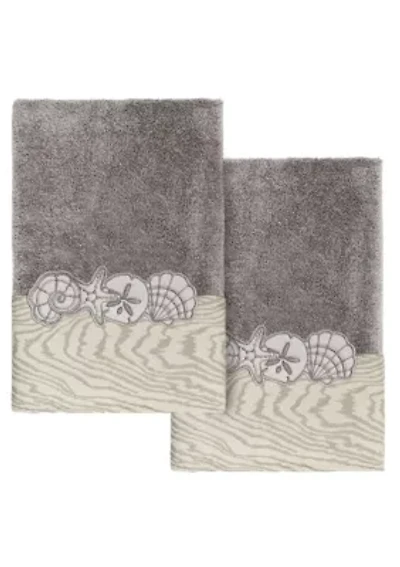 SHELL ROW 2PC Embellished Hand Towel Set