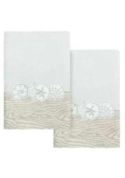 SHELL ROW 2PC Embellished Hand Towel Set