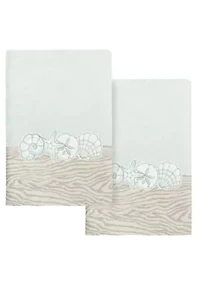 SHELL ROW 2PC Embellished Hand Towel Set