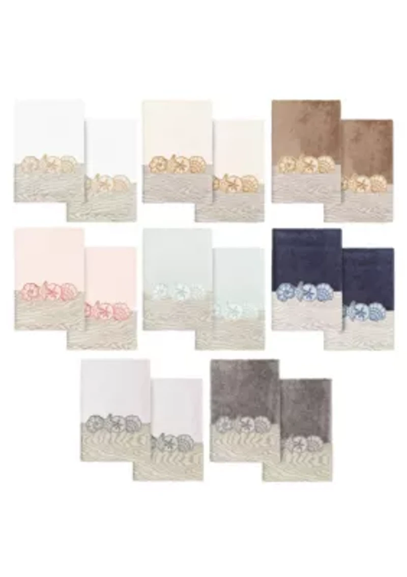 SHELL ROW 2PC Embellished Hand Towel Set