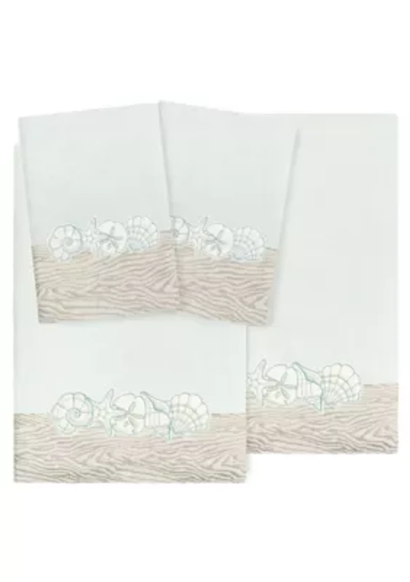SHELL ROW 4PC Embellished Towel Set