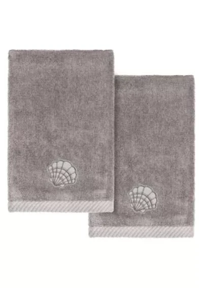 SHELL ROW 2PC Embellished Fingertip Towel Set