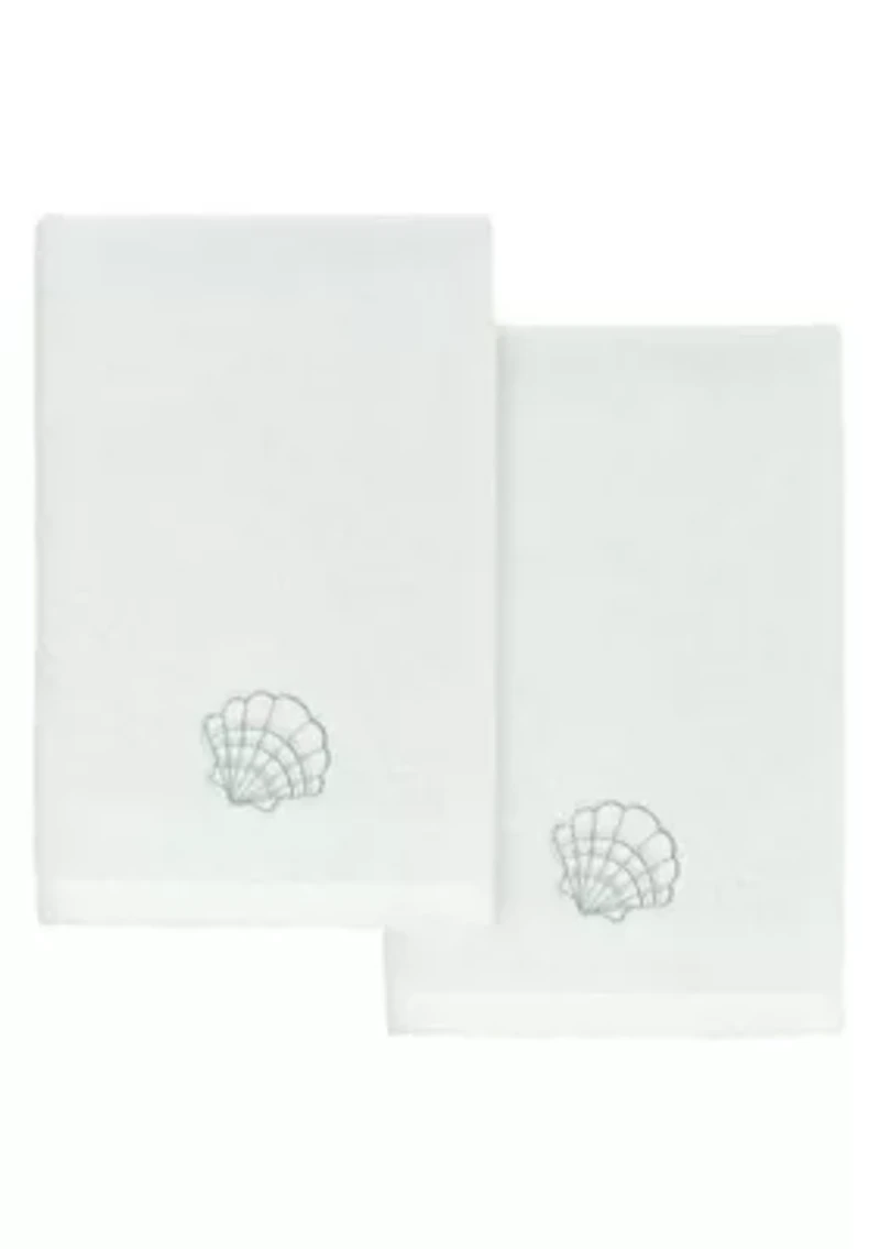 SHELL ROW 2PC Embellished Fingertip Towel Set