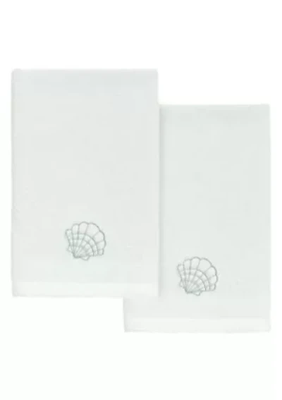 SHELL ROW 2PC Embellished Fingertip Towel Set