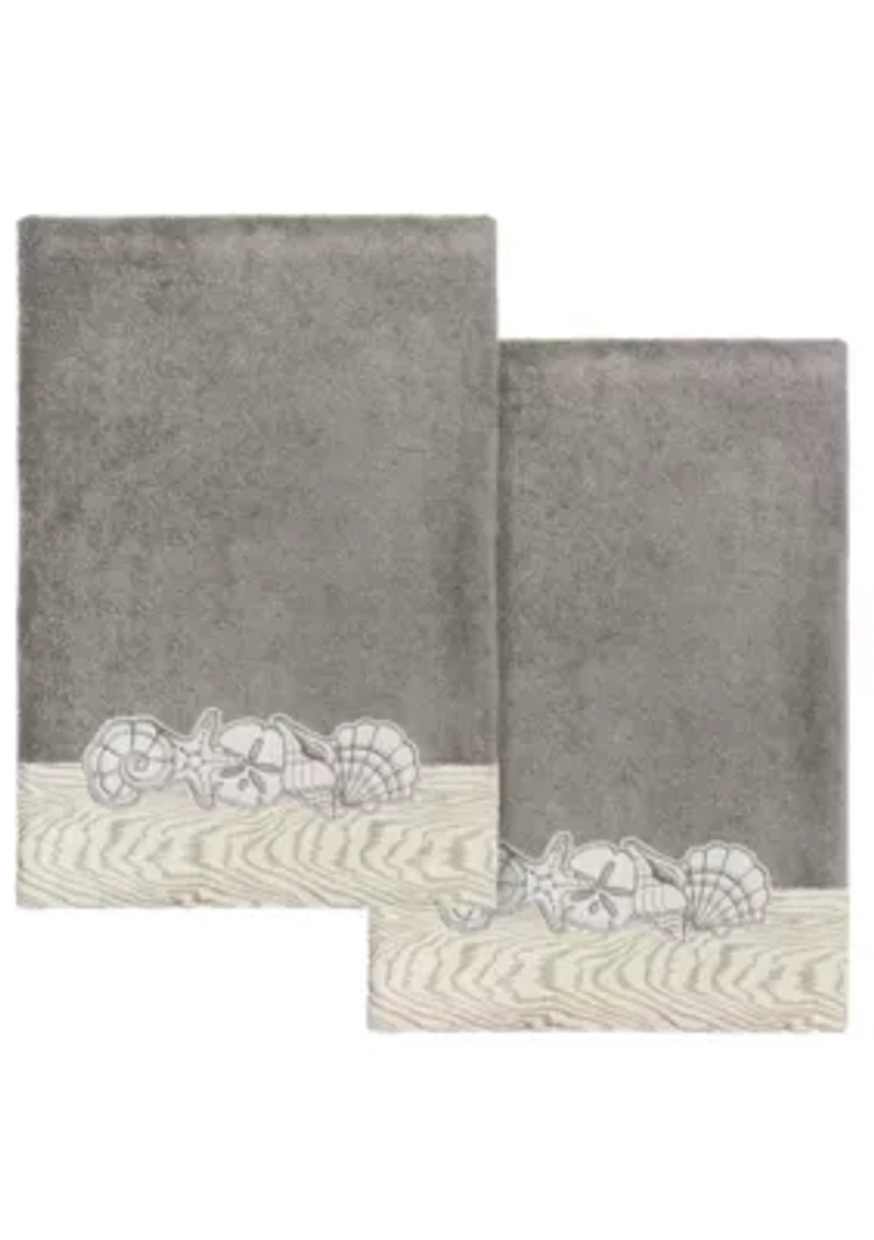 SHELL ROW 2PC Embellished Bath Towel Set