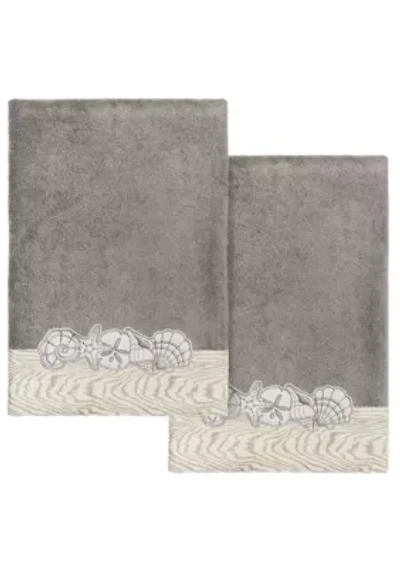 SHELL ROW 2PC Embellished Bath Towel Set