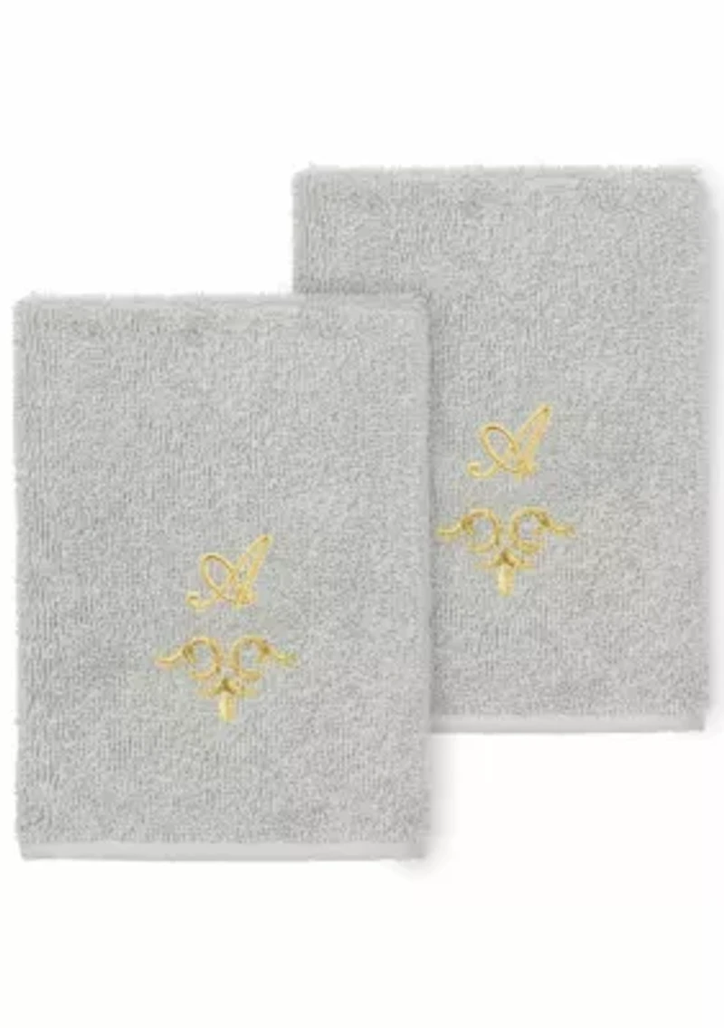 MONICA 2PC Embellished Light Gray Washcloth Set